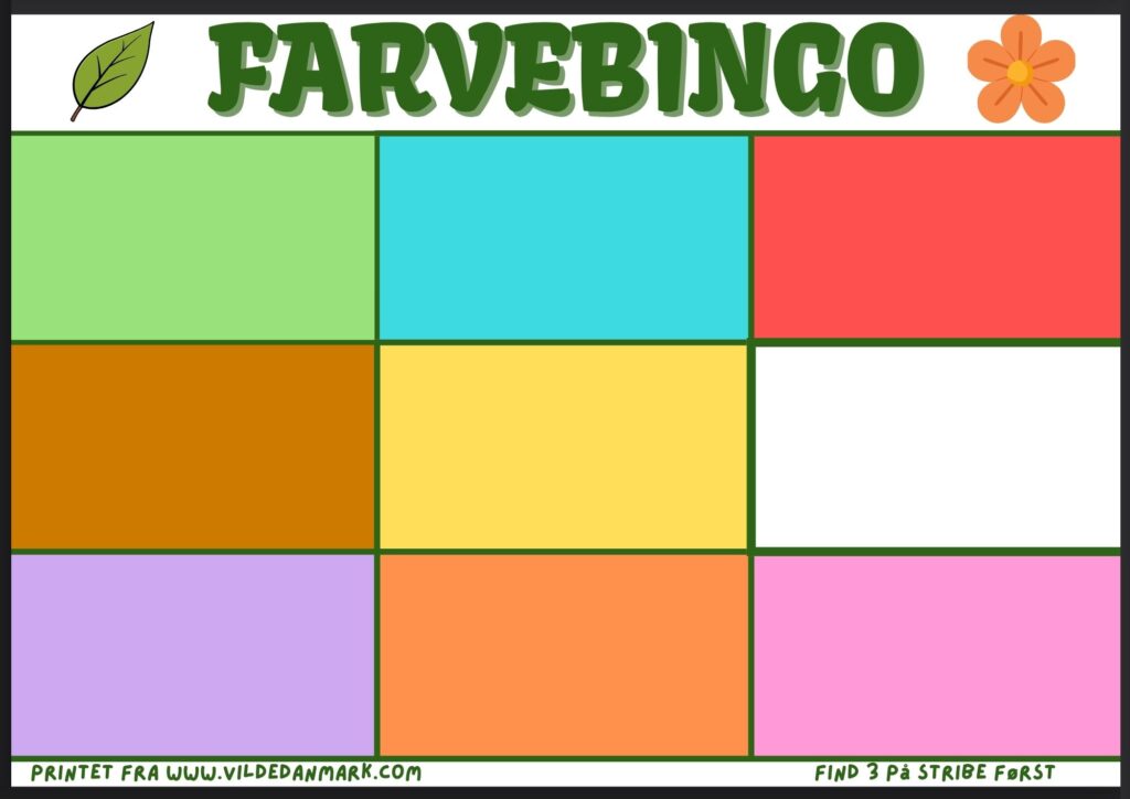 Farvebingo – naturbingo med farver til børn